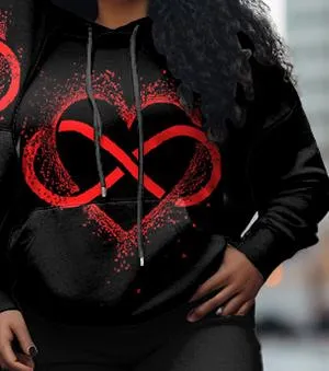 Couple Plus Size Casual Couple Outfit Heartfelt Graffiti Hoodie Set
