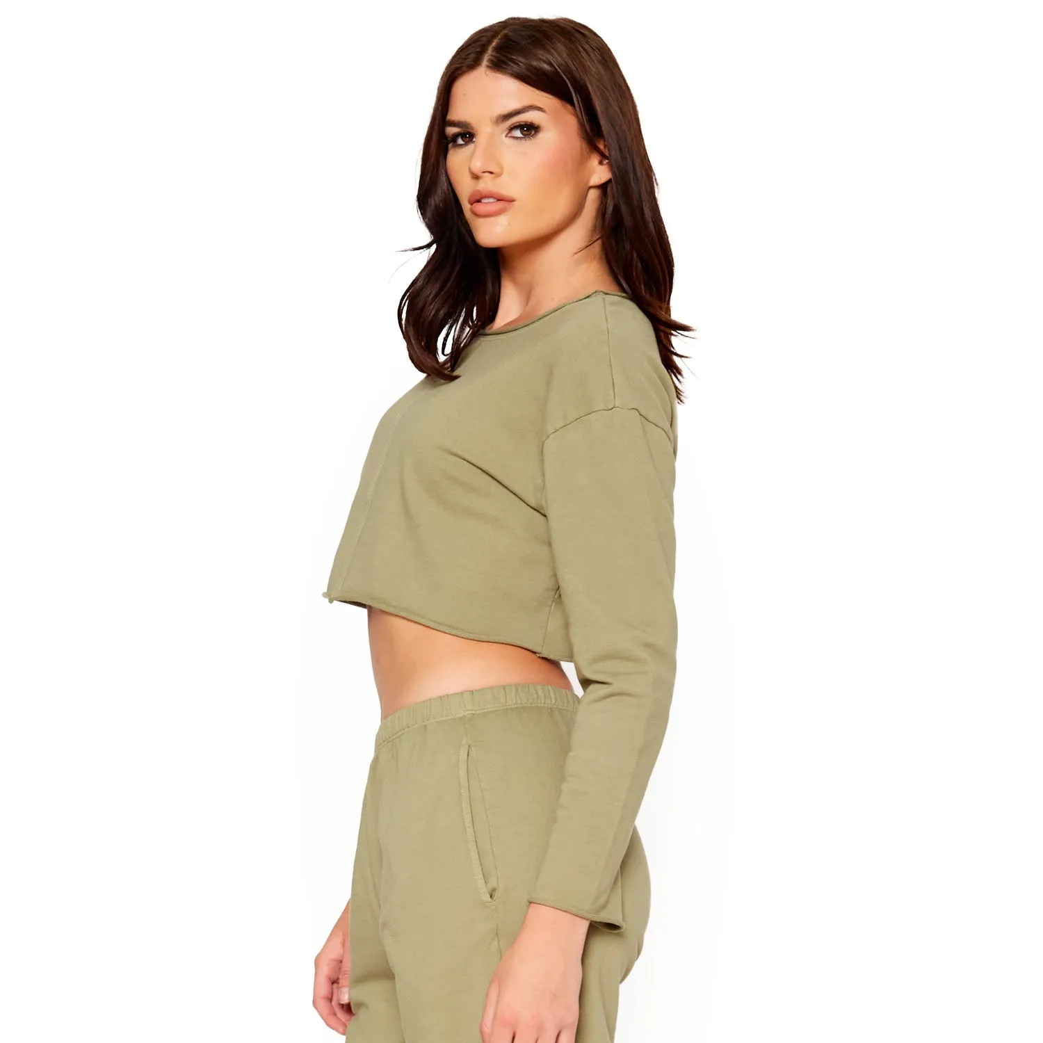 Cropped Scoop Neck Terry Sweatshirt