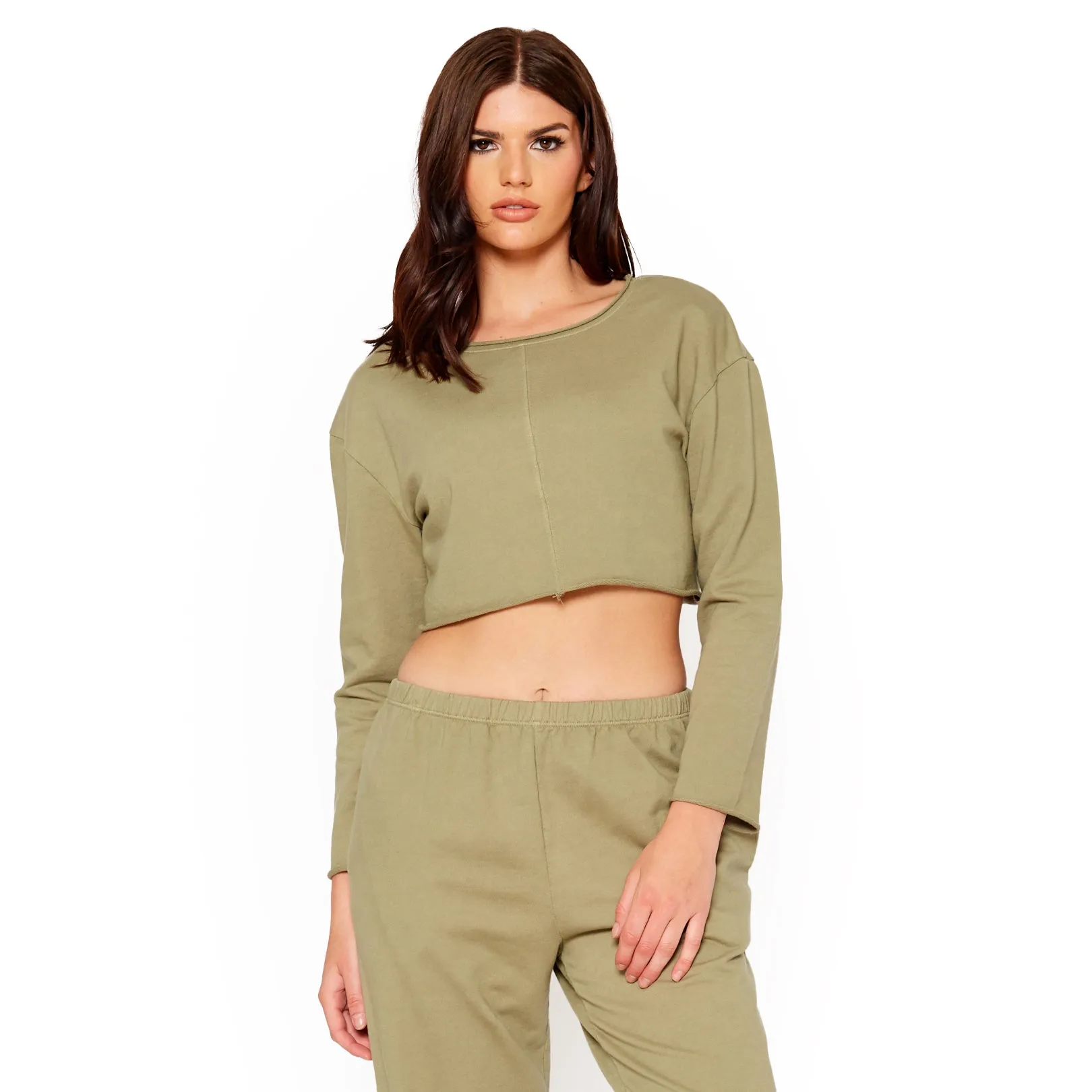 Cropped Scoop Neck Terry Sweatshirt