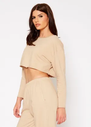 Cropped Scoop Neck Terry Sweatshirt