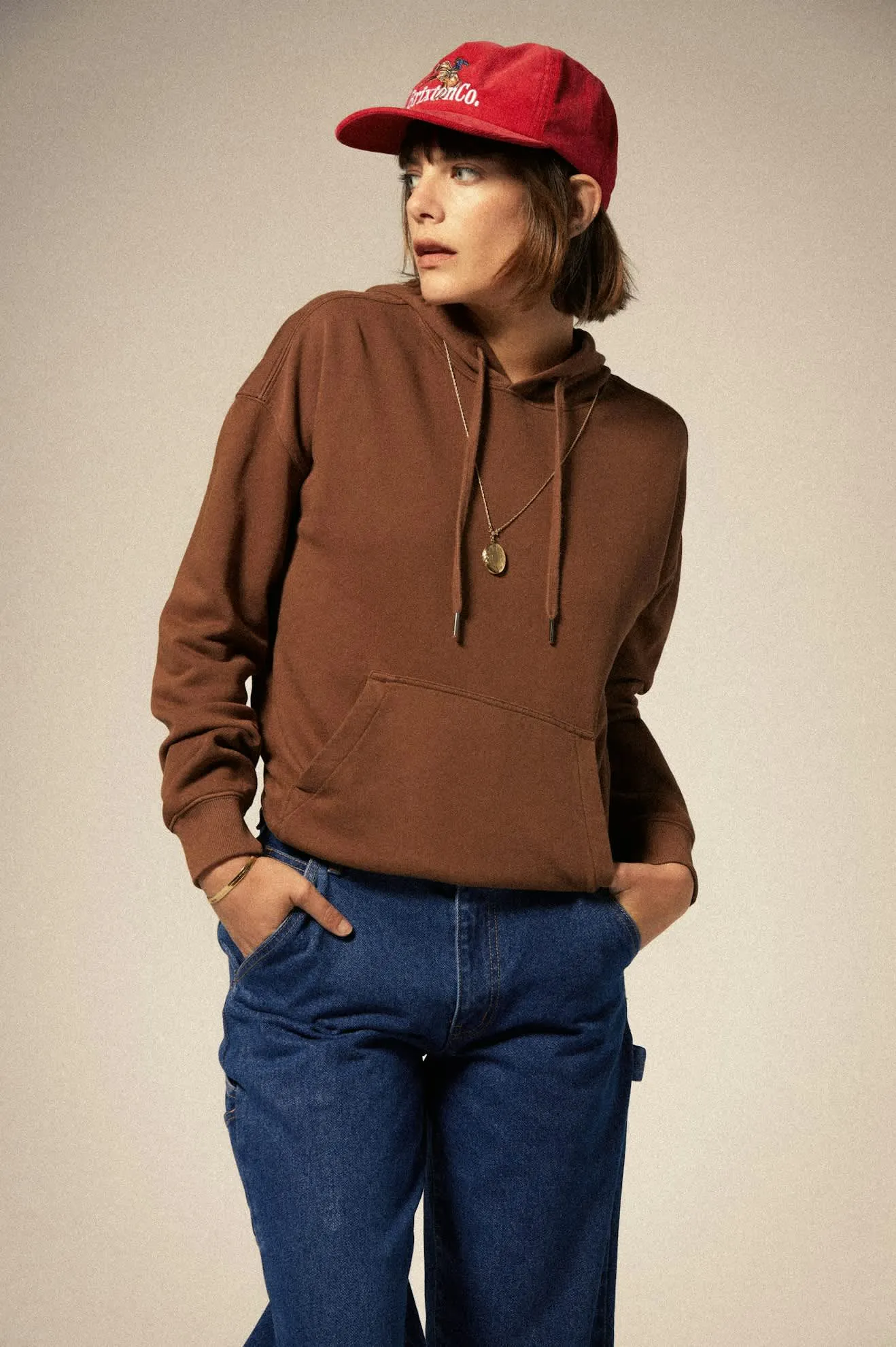 Cross Loop French Terry Hoodie - Pinecone Brown