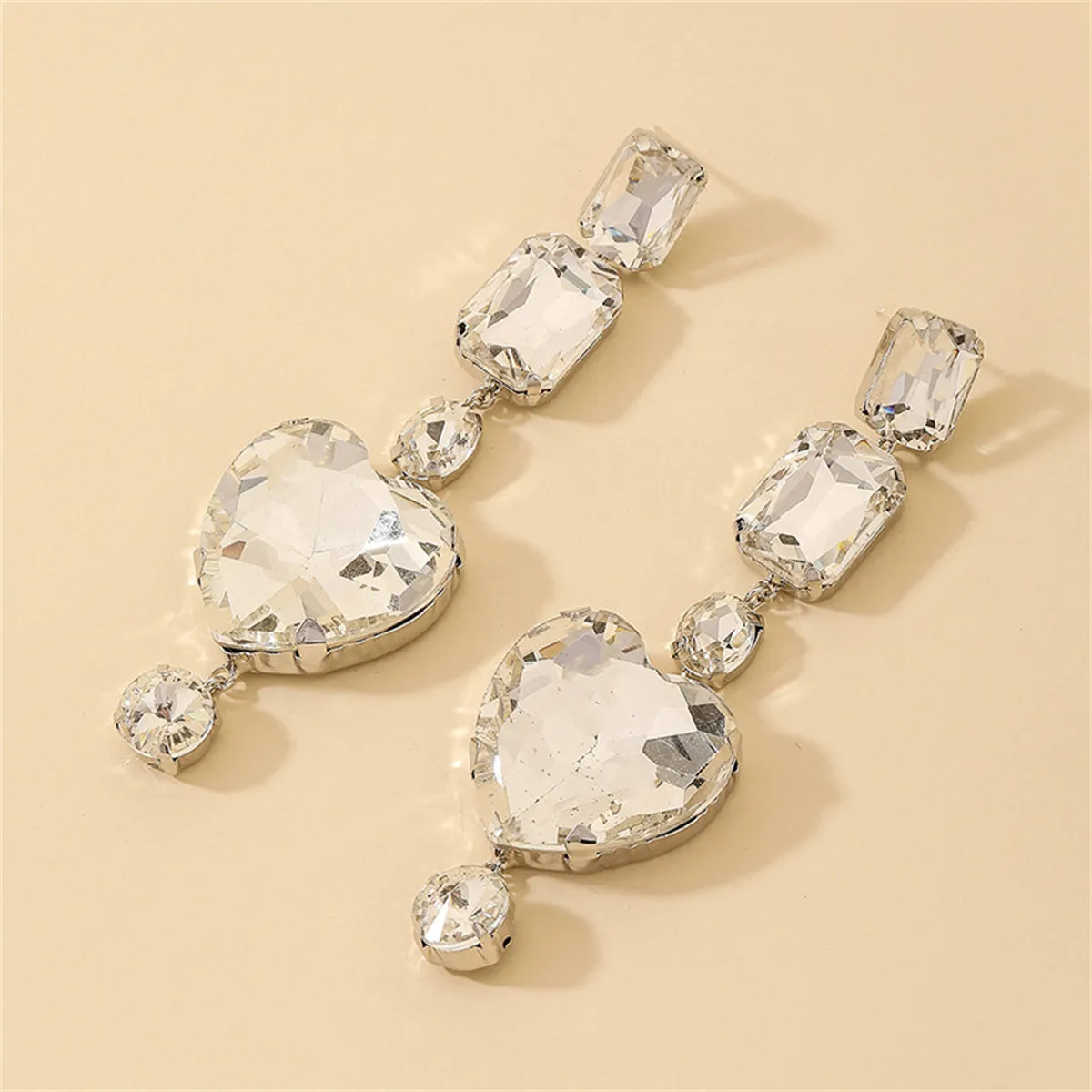Crystal & Silver-Plated Heart Dangle Earring