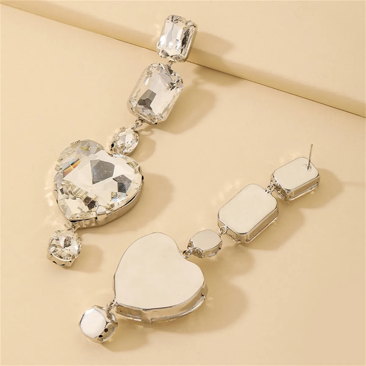 Crystal & Silver-Plated Heart Dangle Earring