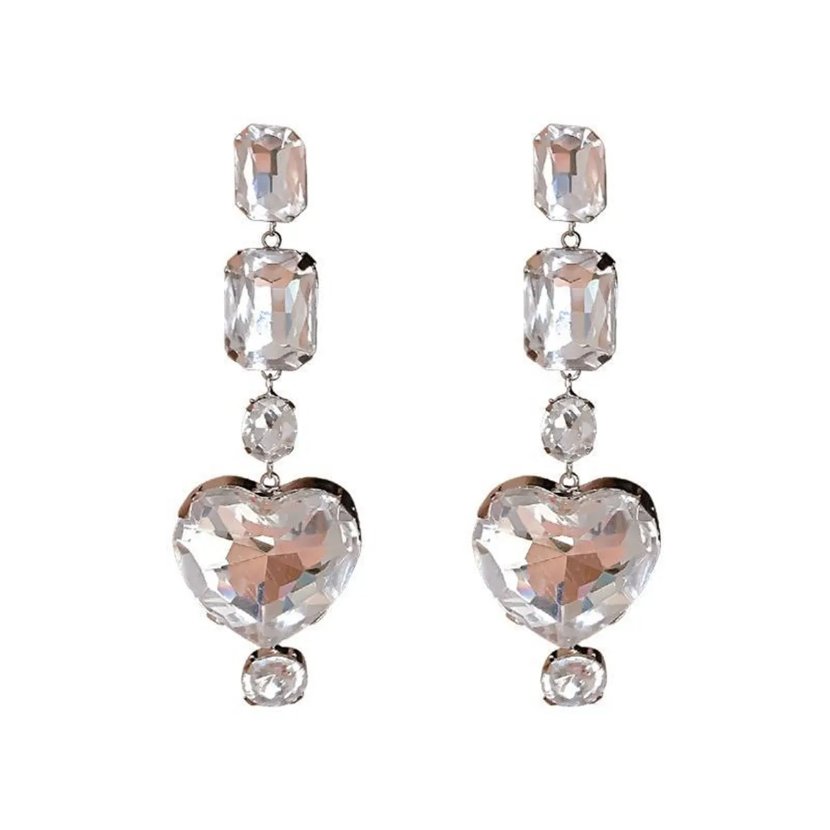Crystal & Silver-Plated Heart Dangle Earring