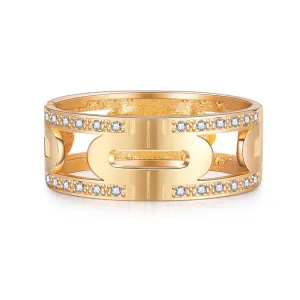Cubic Zirconia & 18K Gold-Plated Lock Bangle