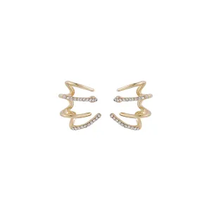 Cubic Zirconia & 18K Gold-Plated Paw Stud Earrings