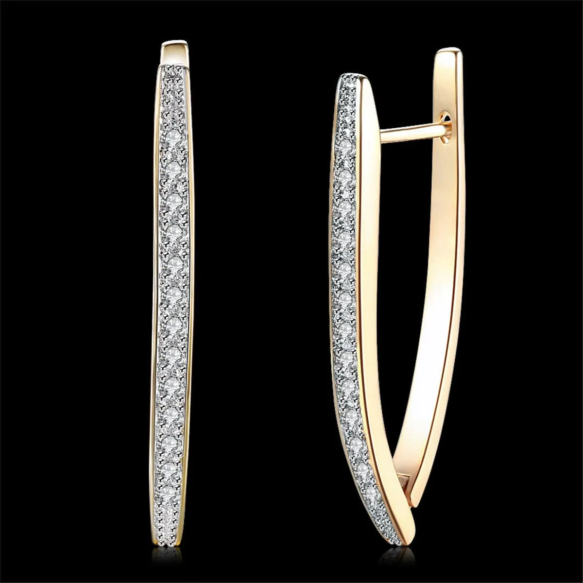 Cubic Zirconia & 18K Gold-Plated Triangle Drop Earrings