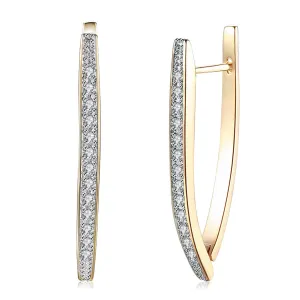 Cubic Zirconia & 18K Gold-Plated Triangle Drop Earrings