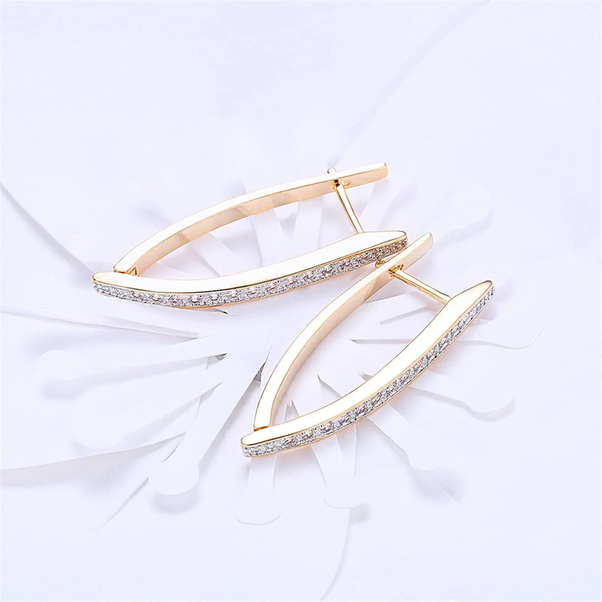 Cubic Zirconia & 18K Gold-Plated Triangle Drop Earrings
