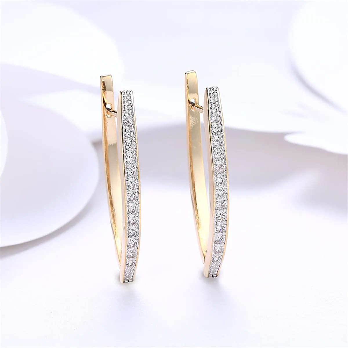 Cubic Zirconia & 18K Gold-Plated Triangle Drop Earrings