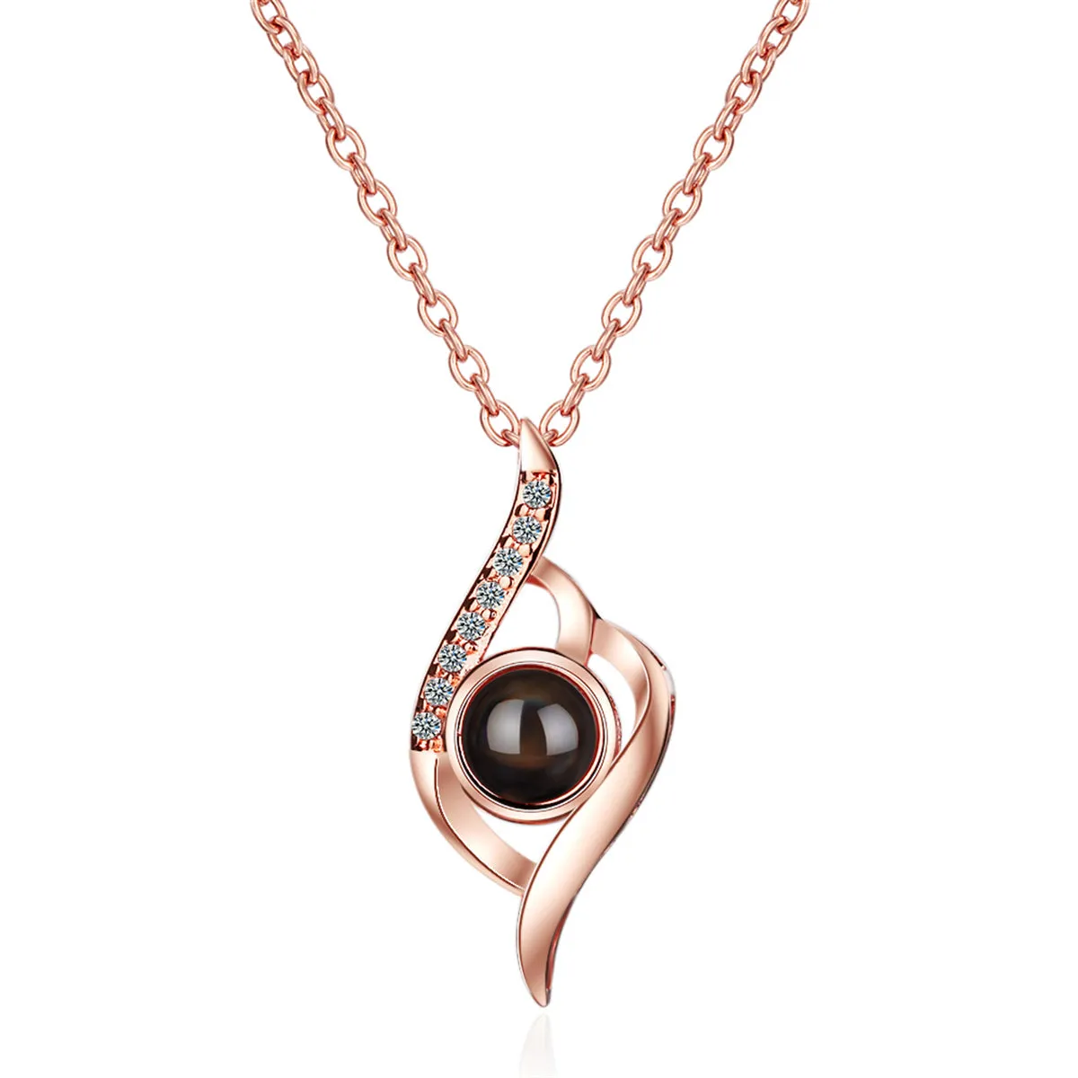 Cubic Zirconia & 18K Rose Gold-Plated Swirl Pendant Necklace