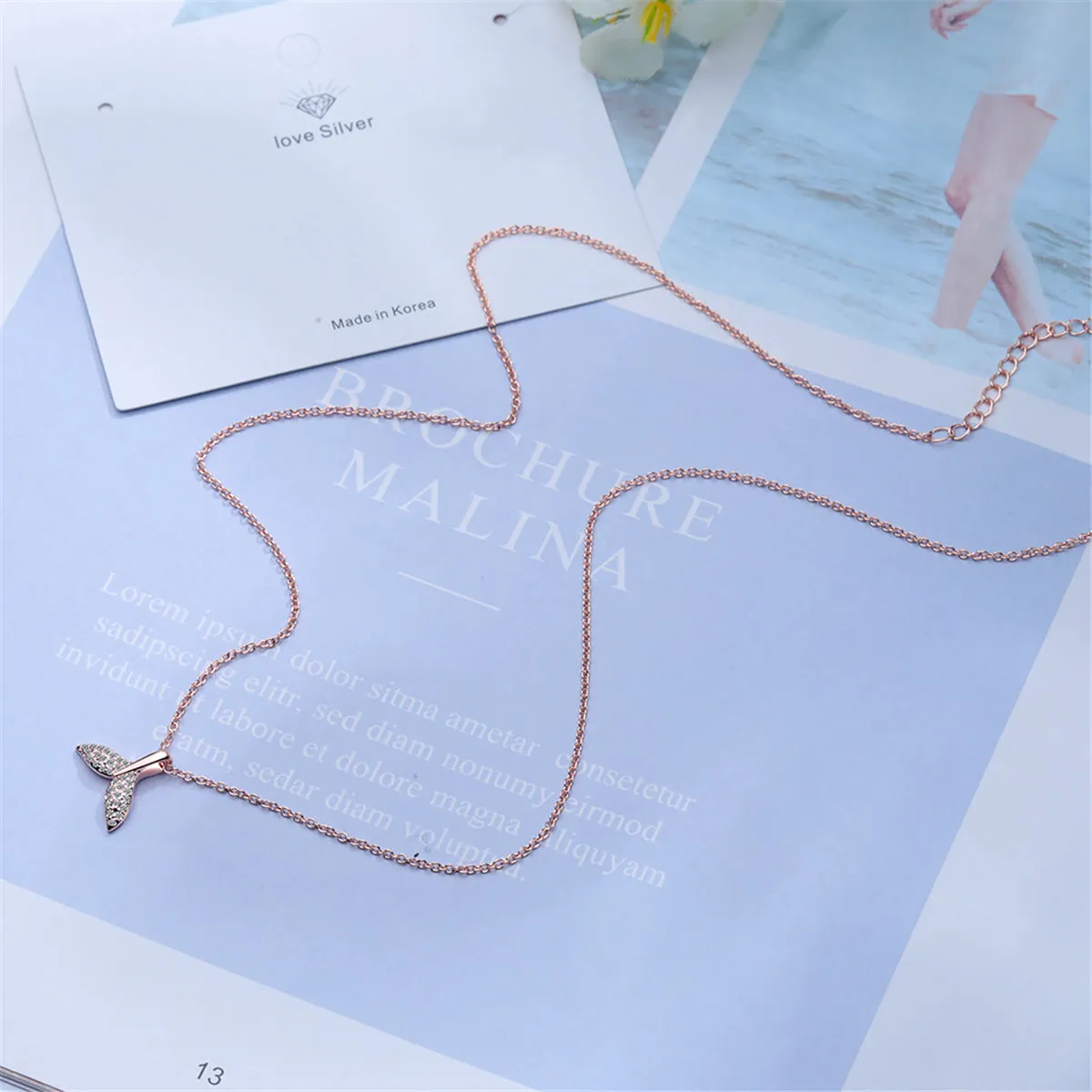Cubic Zirconia & 18K Rose Gold-Plated Tail Pendant Necklace