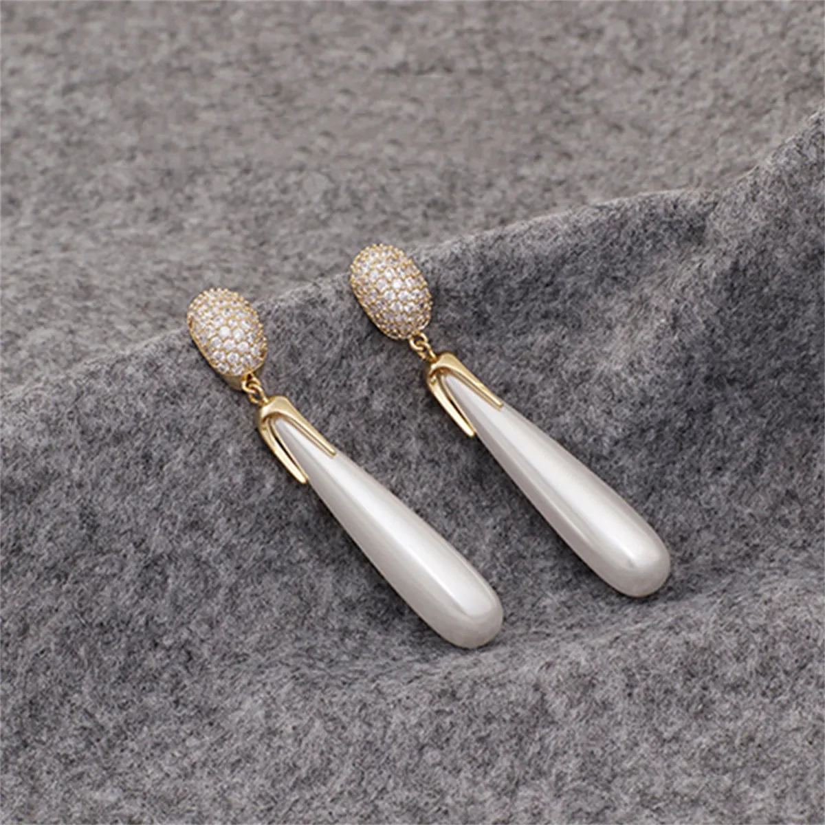 Cubic Zirconia & Pearl 18K Gold-Plated Drop Earrings