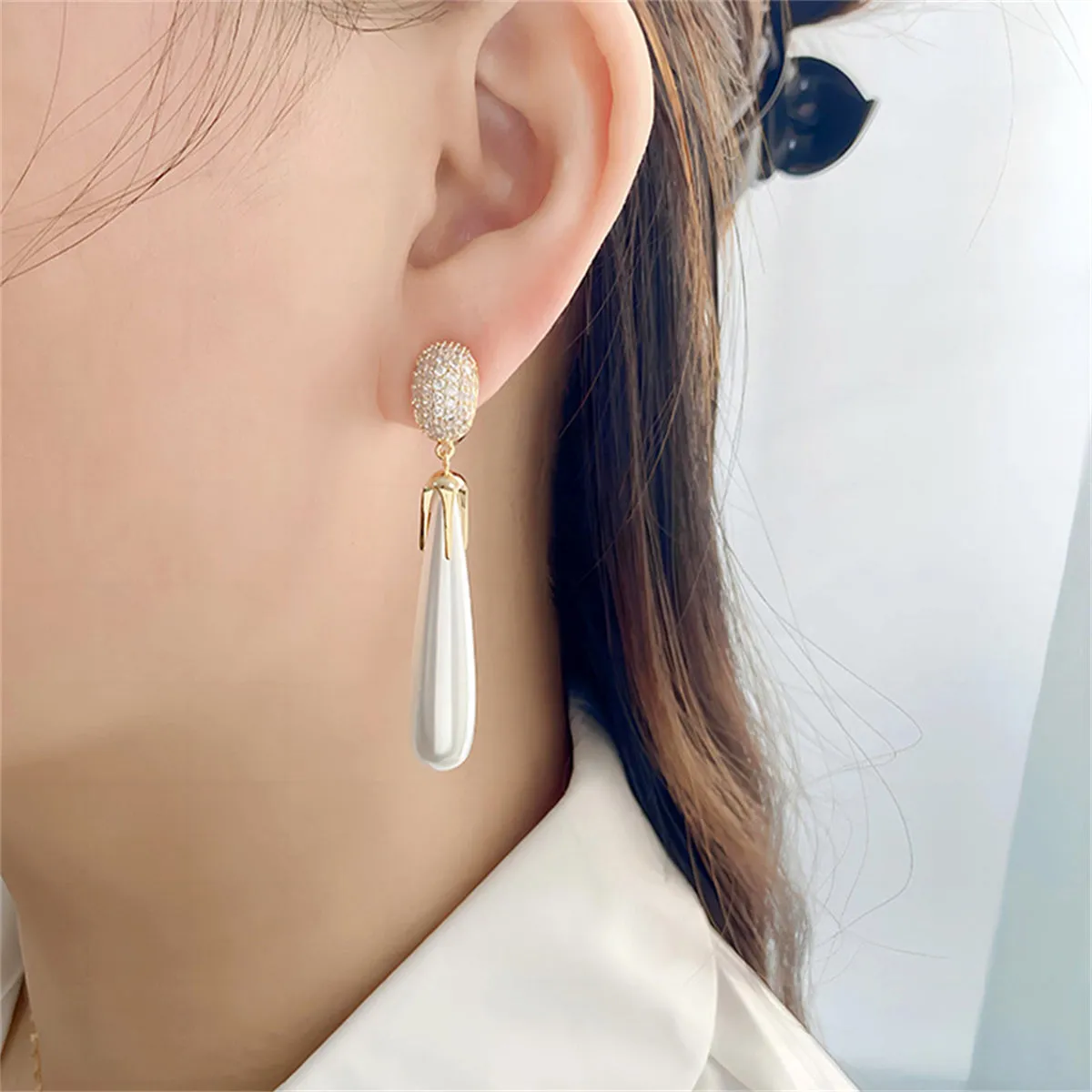 Cubic Zirconia & Pearl 18K Gold-Plated Drop Earrings