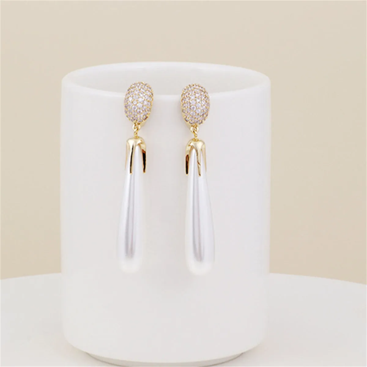 Cubic Zirconia & Pearl 18K Gold-Plated Drop Earrings