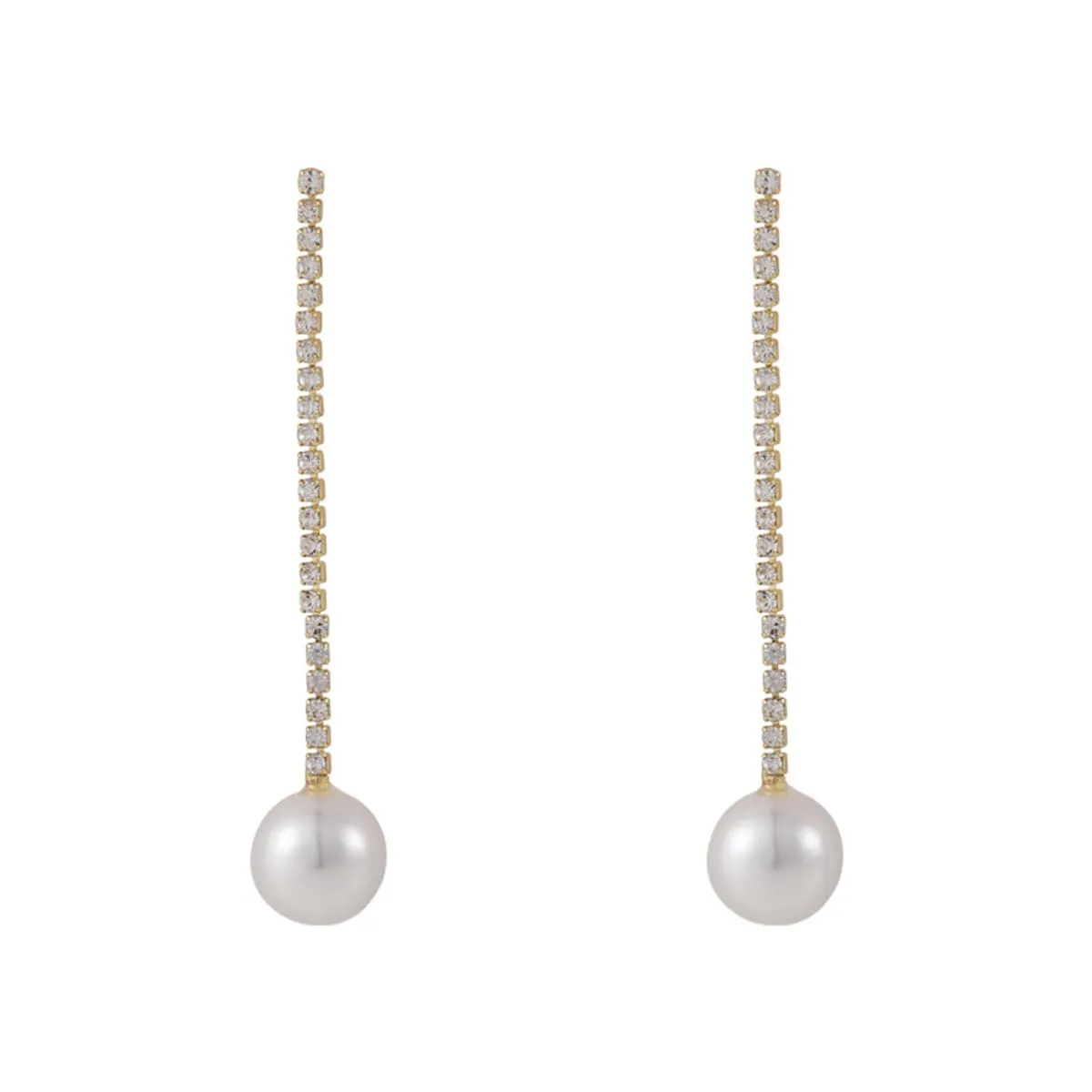 Cubic Zirconia & Pearl Linear Drop Earrings