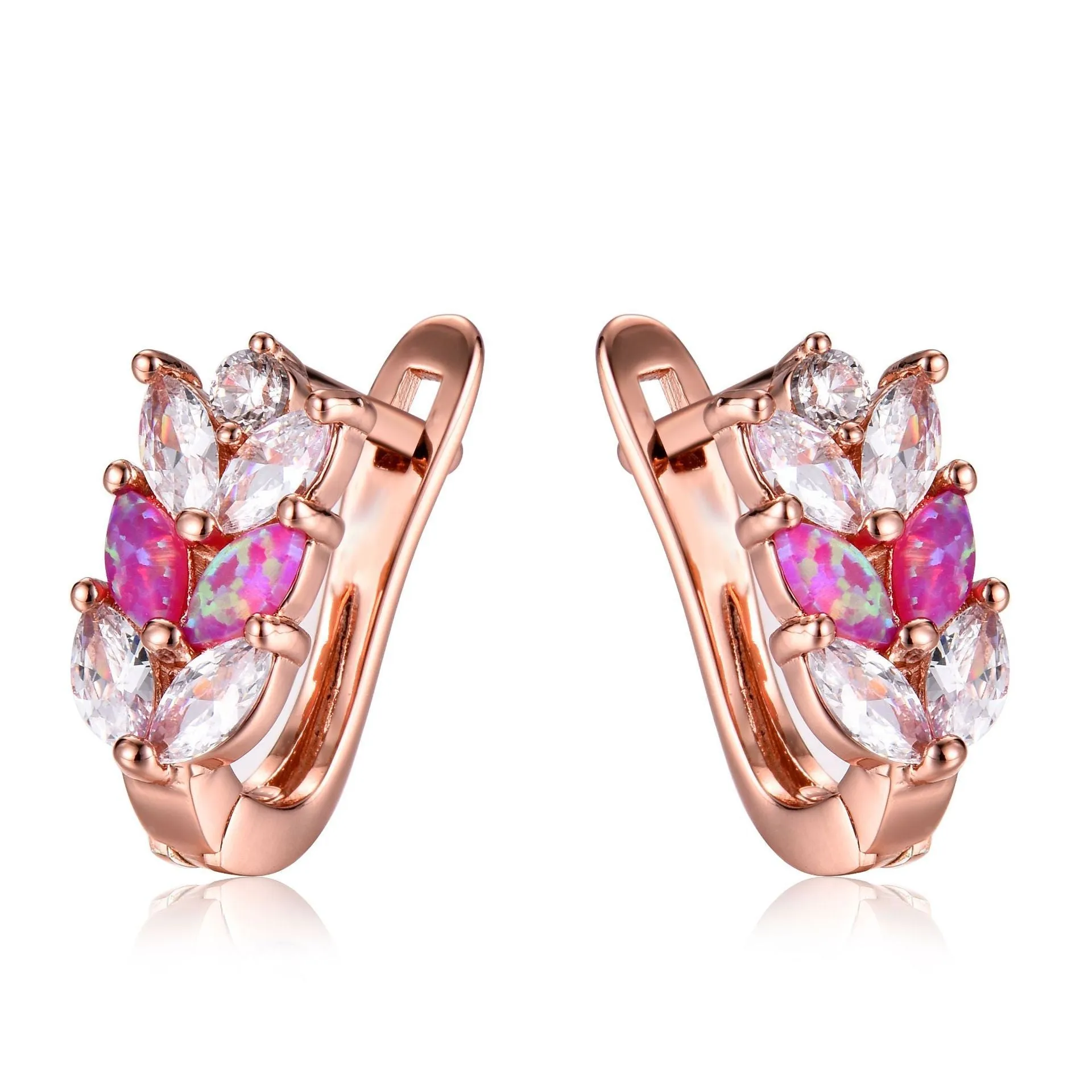 Cubic Zirconia & Purple Opal Leverback Earrings