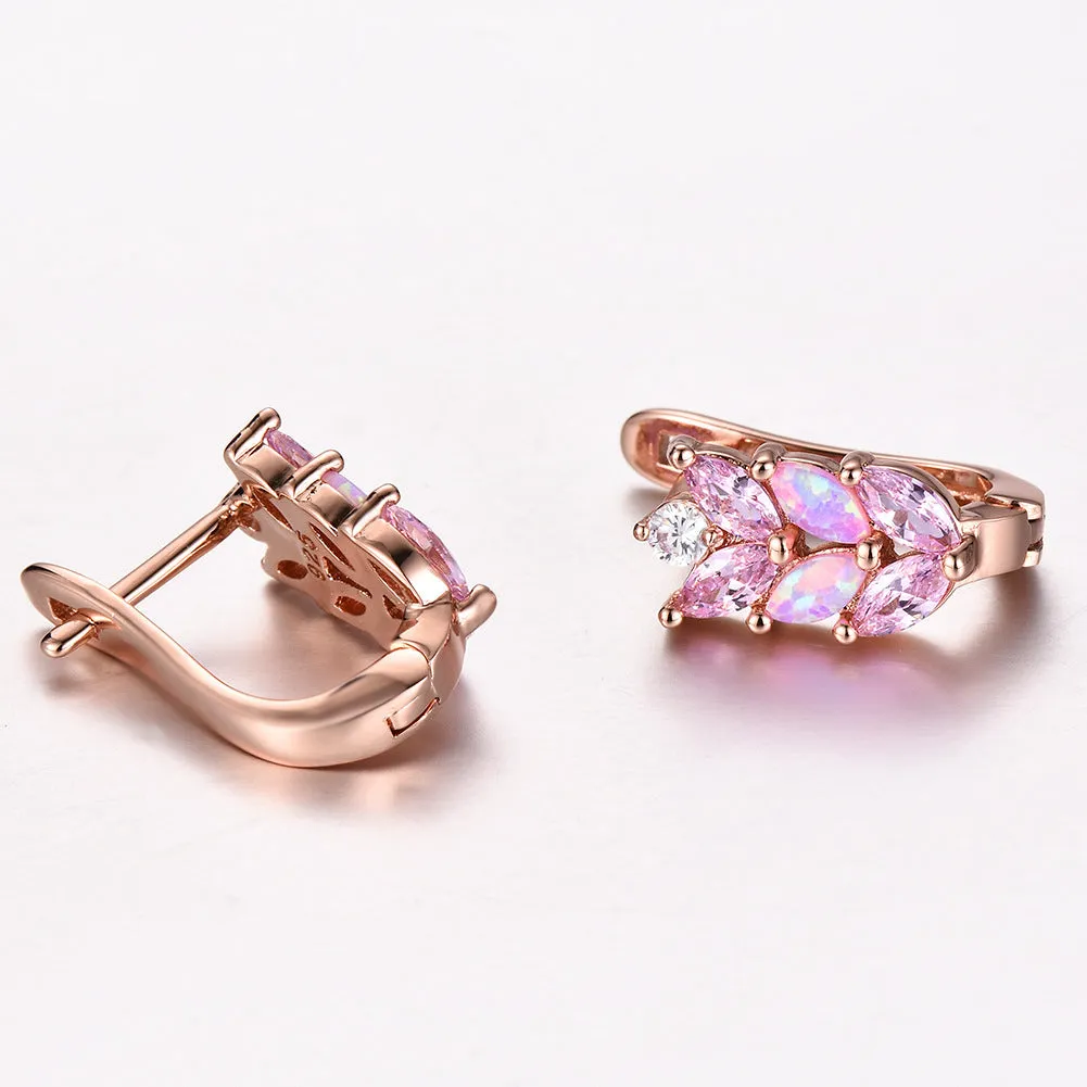 Cubic Zirconia & Purple Opal Leverback Earrings