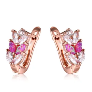 Cubic Zirconia & Purple Opal Leverback Earrings