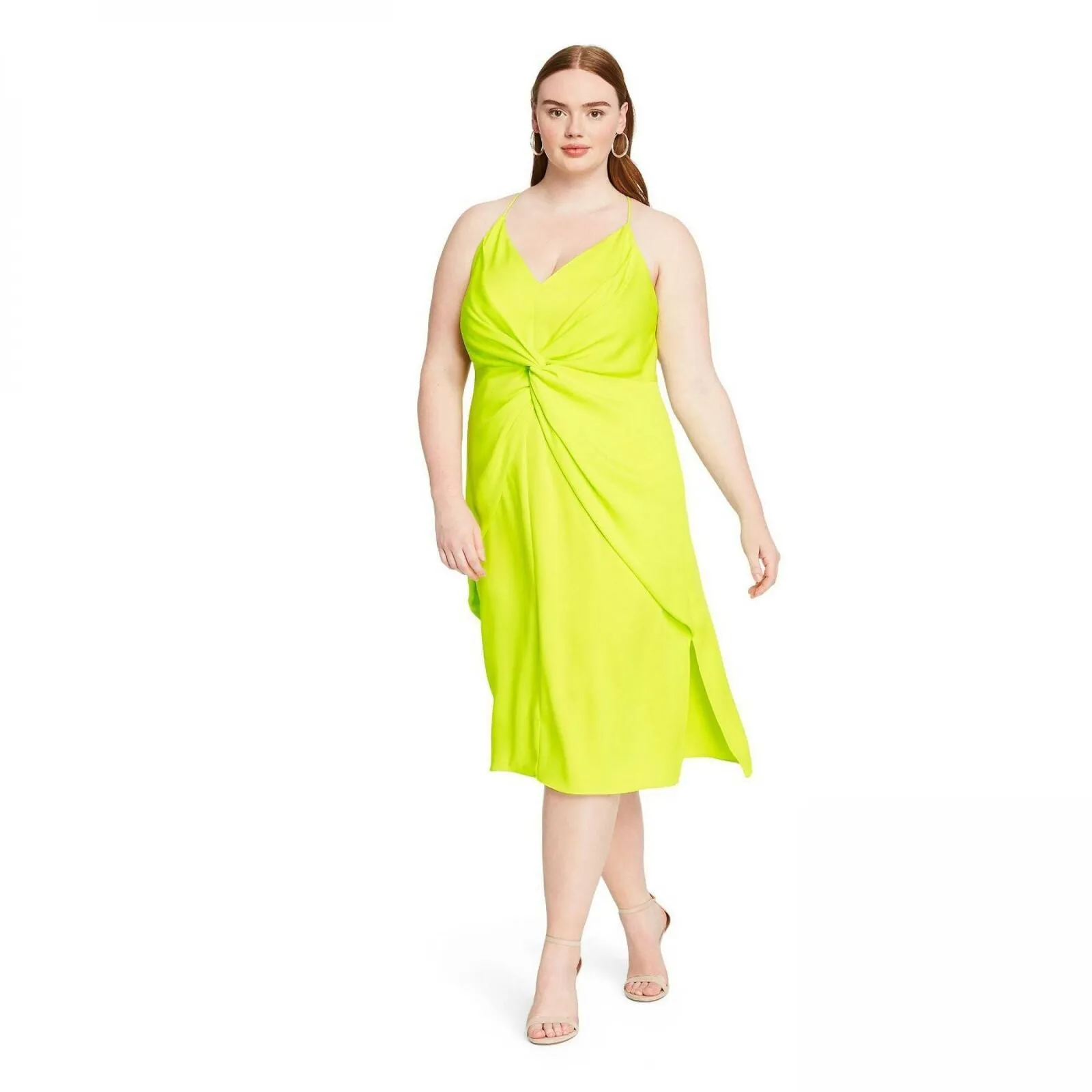 CUSHNIE for TRGT Women's Twist-Front V-Neck Midi Dress