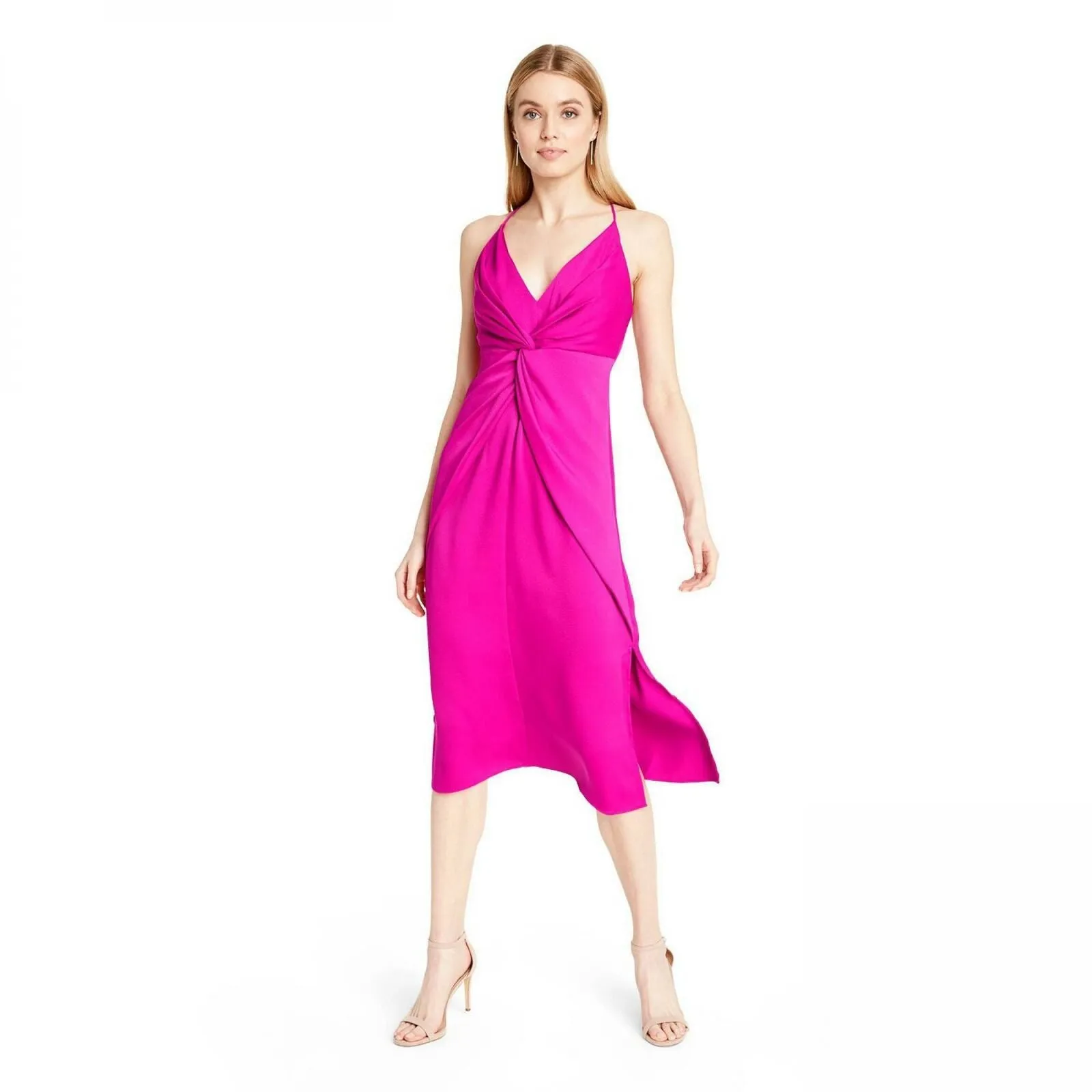 CUSHNIE for TRGT Women's Twist-Front V-Neck Midi Dress