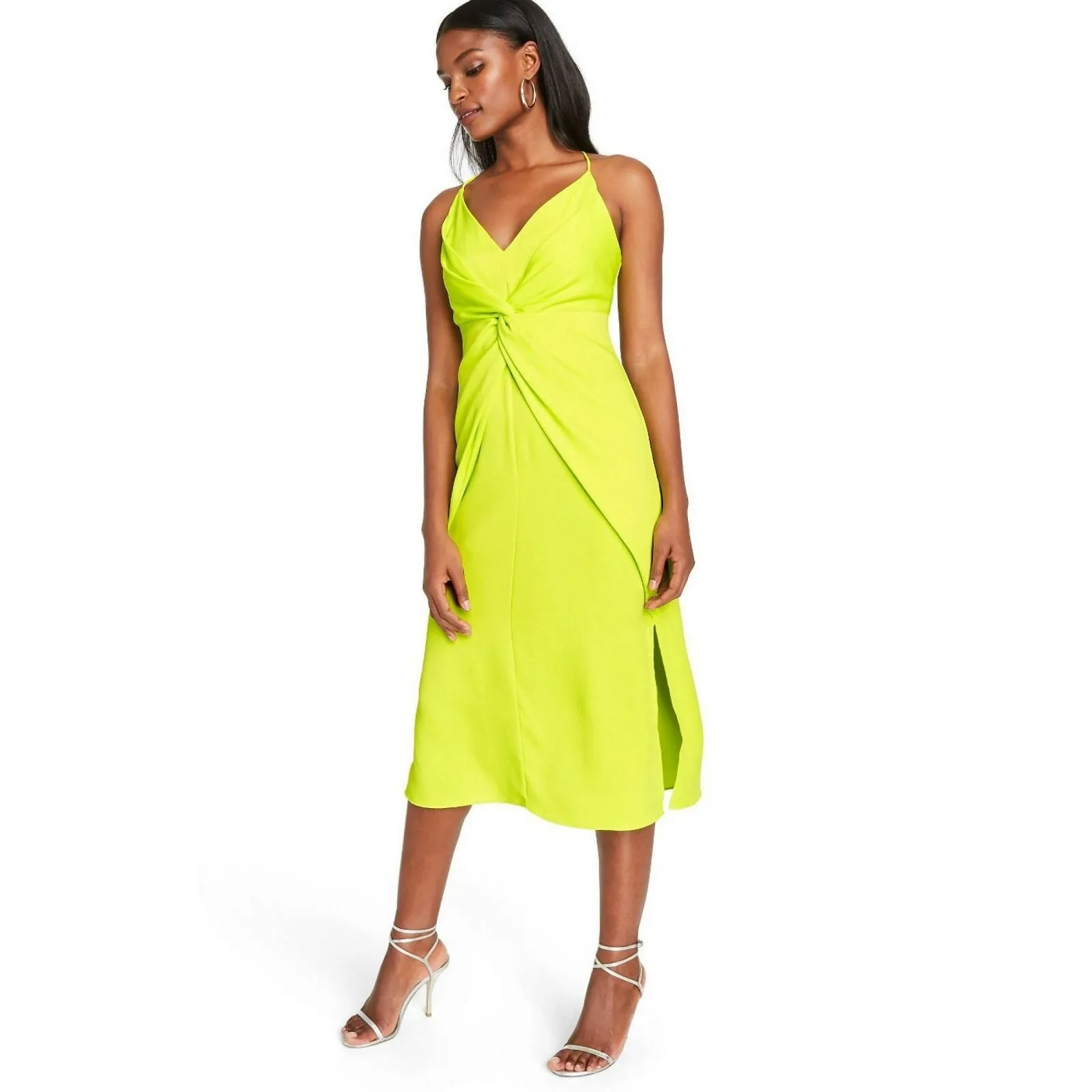 CUSHNIE for TRGT Women's Twist-Front V-Neck Midi Dress