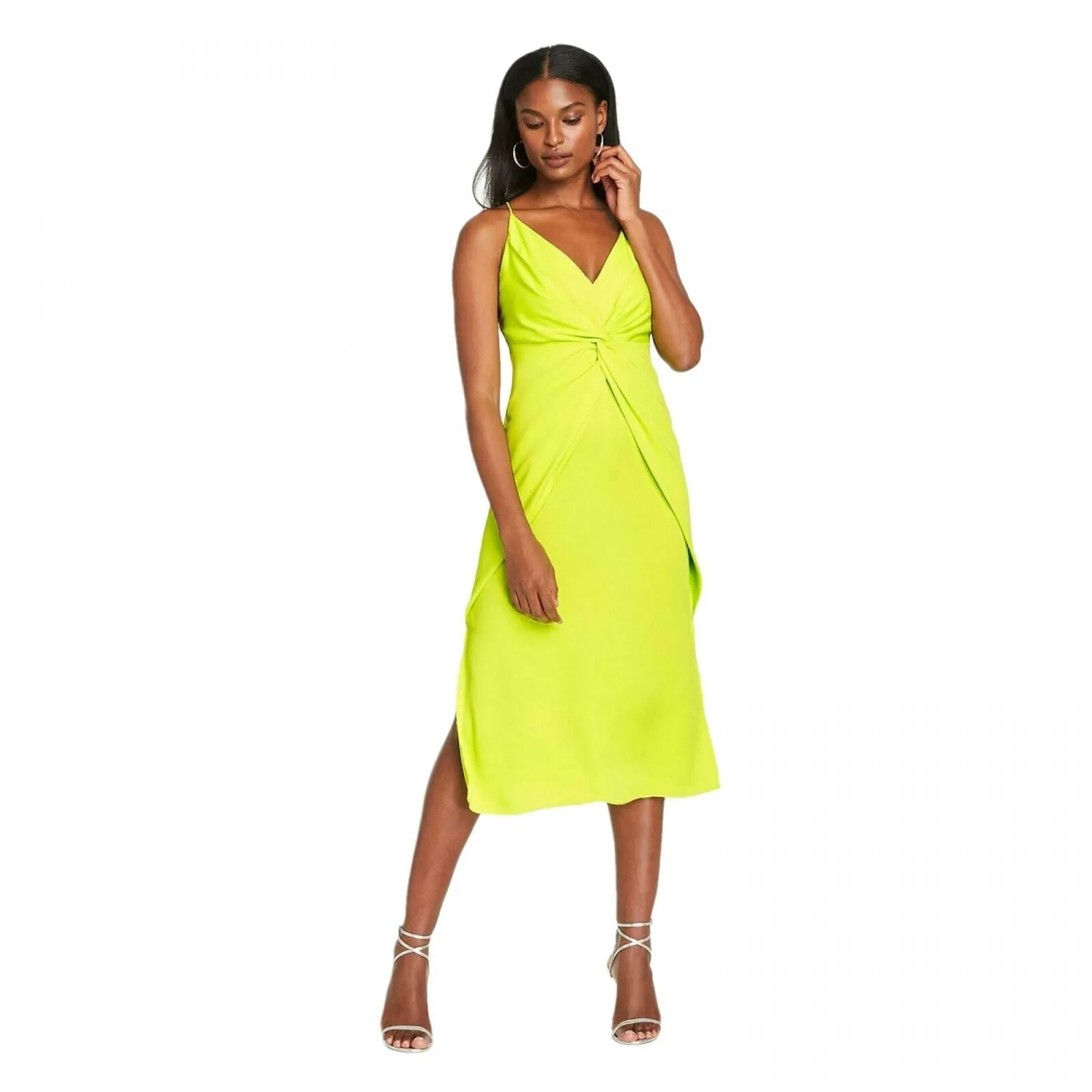 CUSHNIE for TRGT Women's Twist-Front V-Neck Midi Dress