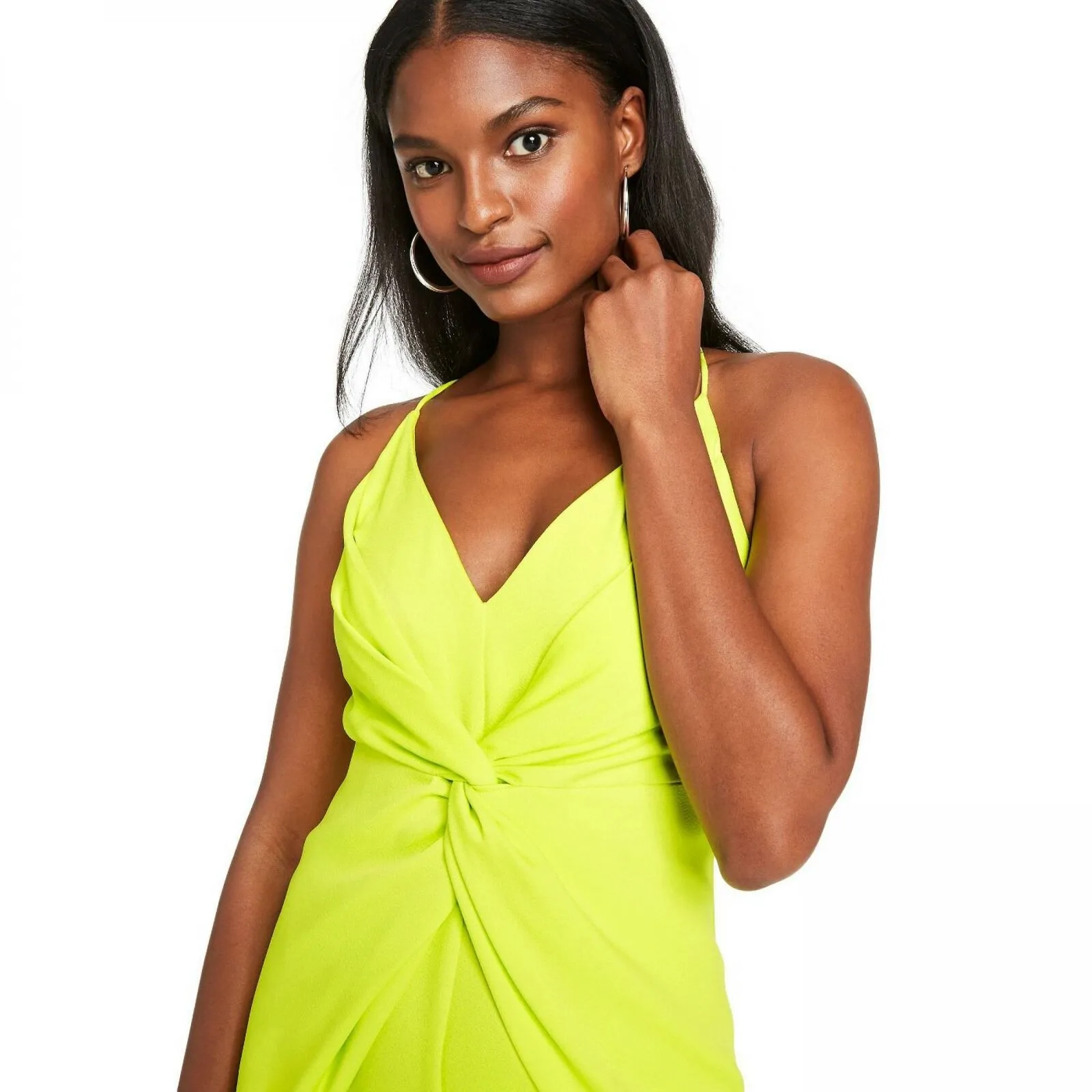 CUSHNIE for TRGT Women's Twist-Front V-Neck Midi Dress