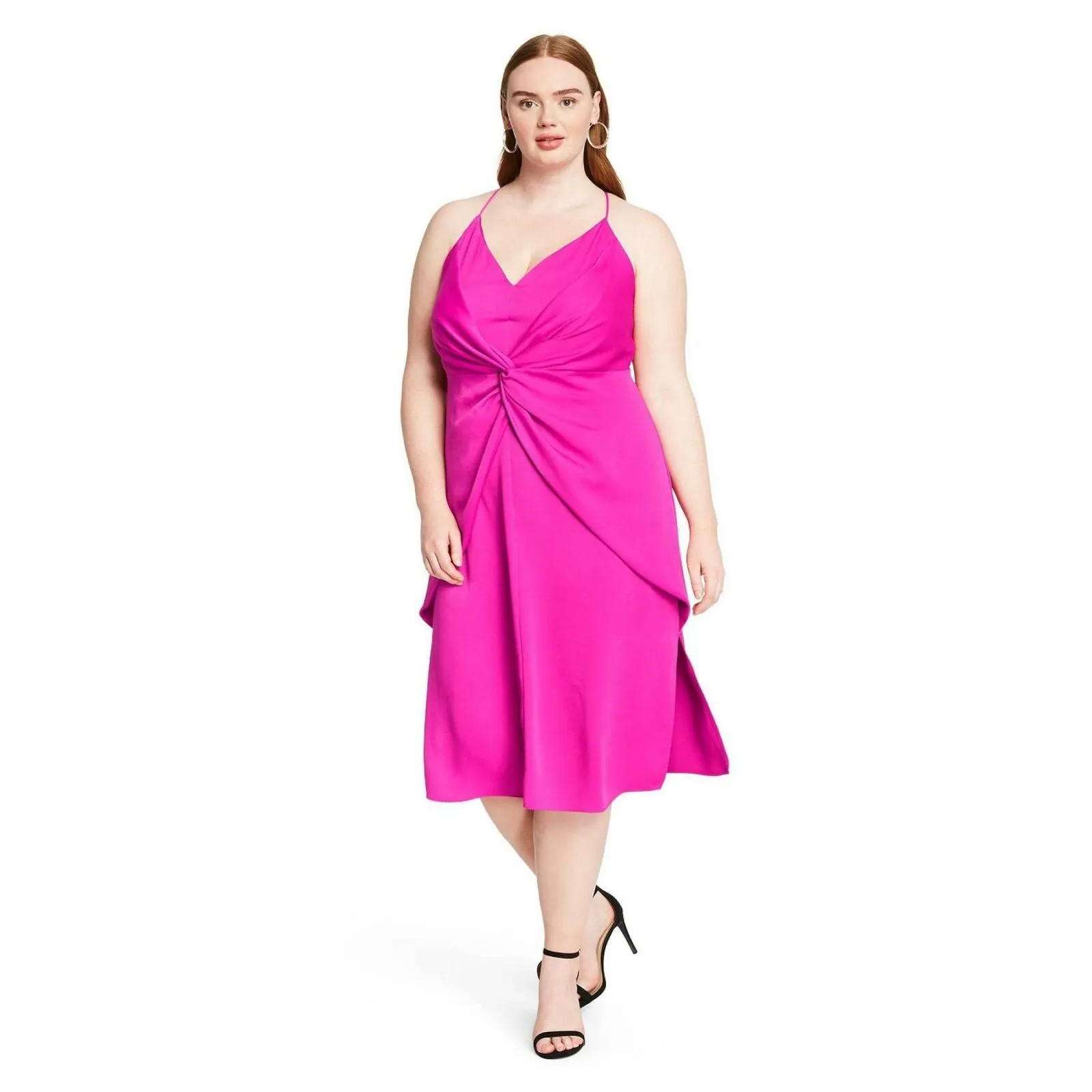 CUSHNIE for TRGT Women's Twist-Front V-Neck Midi Dress