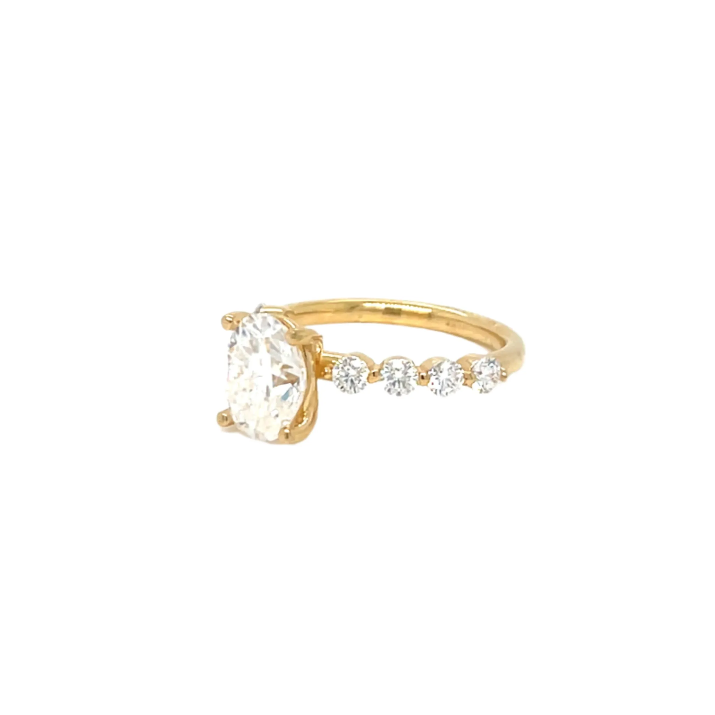 Custom Design Jewelry Engangment 2.3ct Oval Main Lab-Created Moissanite Ladies 14k Gold Ring