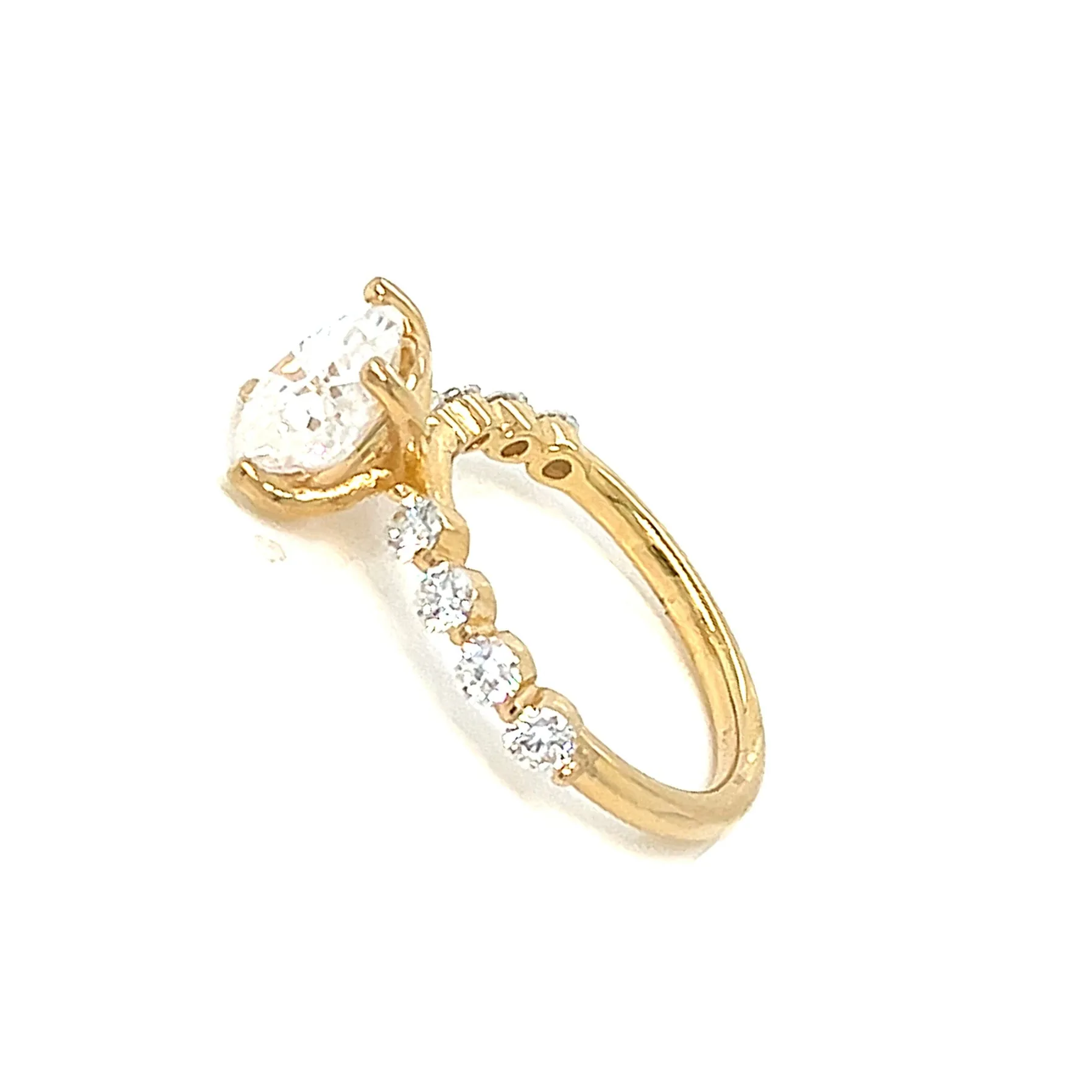 Custom Design Jewelry Engangment 2.3ct Oval Main Lab-Created Moissanite Ladies 14k Gold Ring