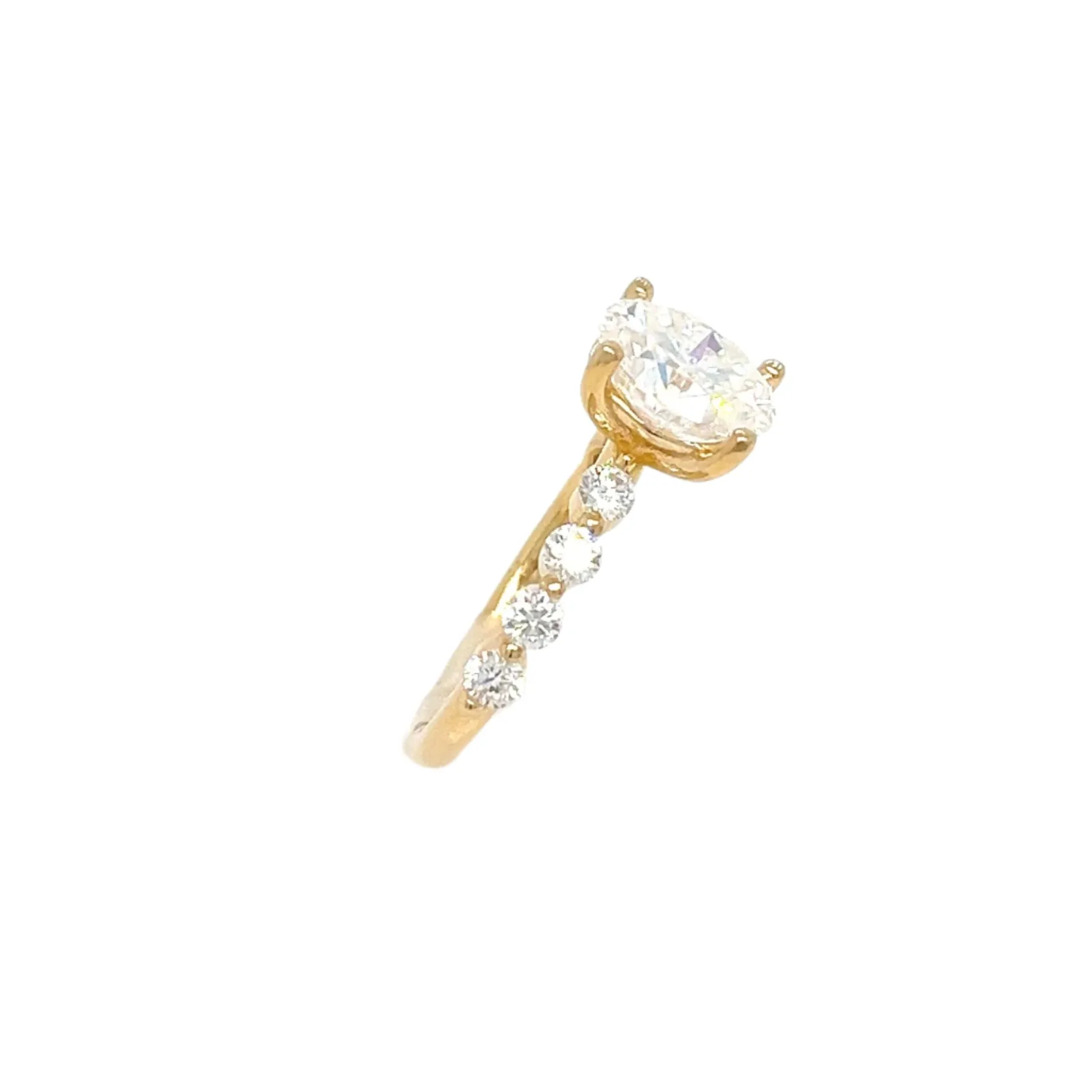 Custom Design Jewelry Engangment 2.3ct Oval Main Lab-Created Moissanite Ladies 14k Gold Ring