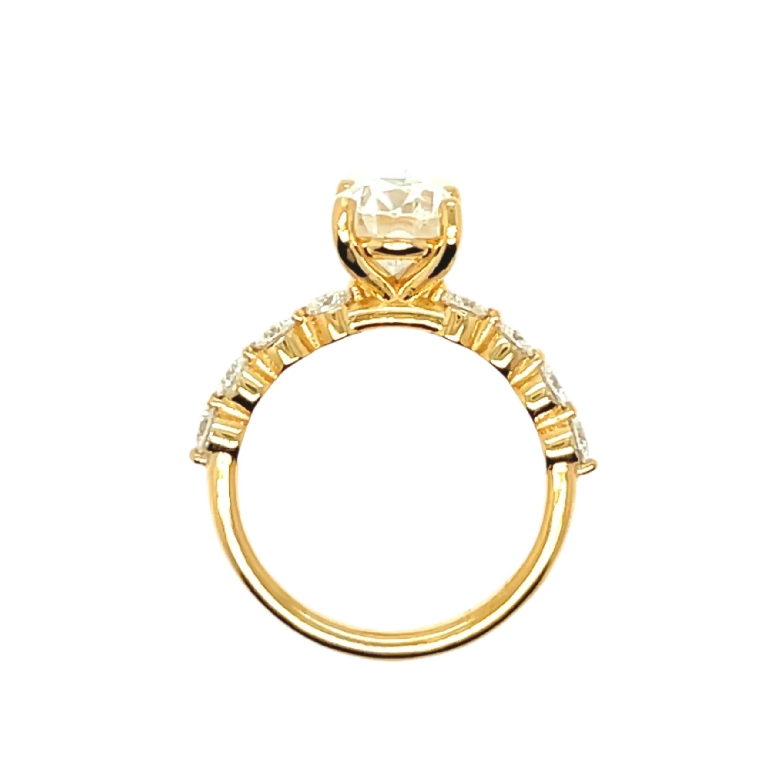 Custom Design Jewelry Engangment 2.3ct Oval Main Lab-Created Moissanite Ladies 14k Gold Ring