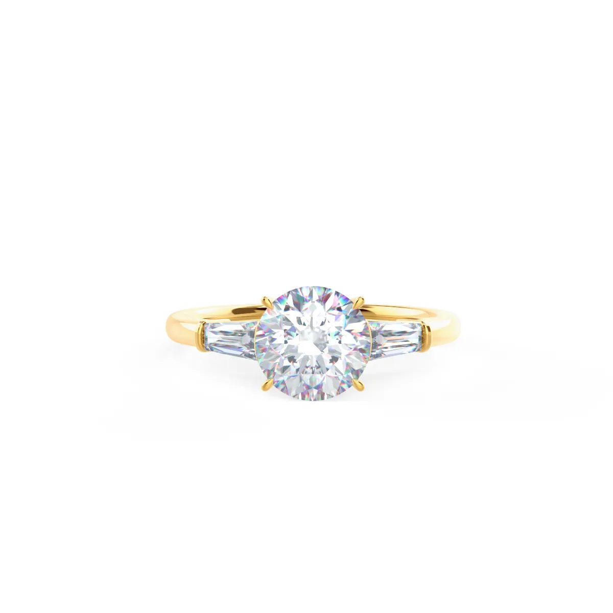 Custom Round Brilliant with Tapered Baguette Diamond Ring