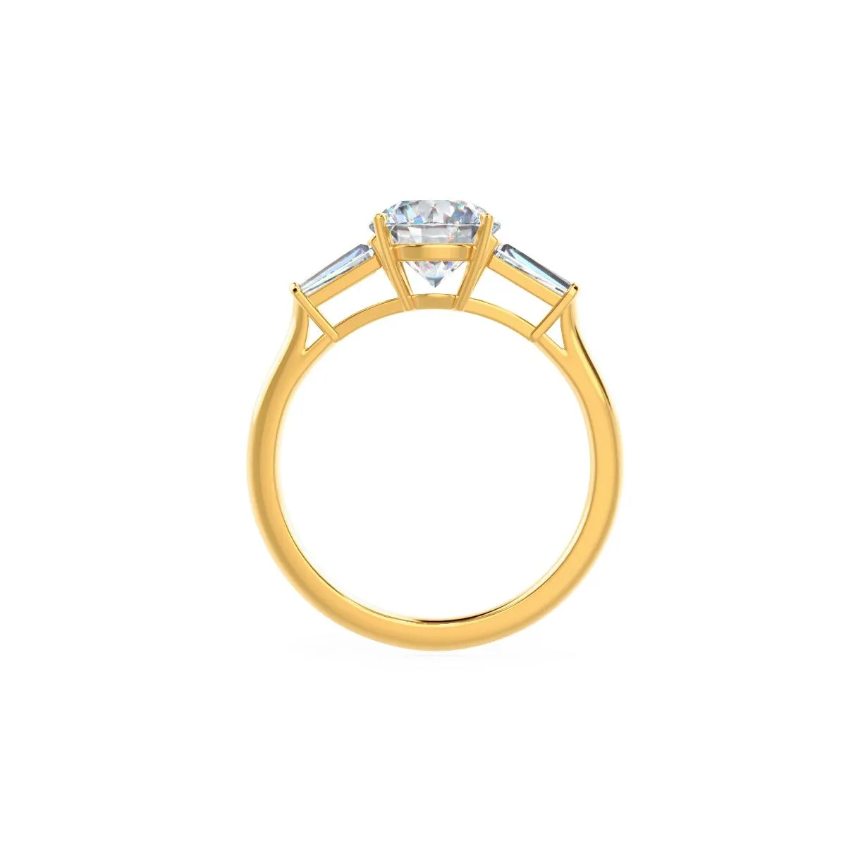 Custom Round Brilliant with Tapered Baguette Diamond Ring