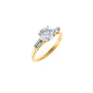 Custom Round Brilliant with Tapered Baguette Diamond Ring