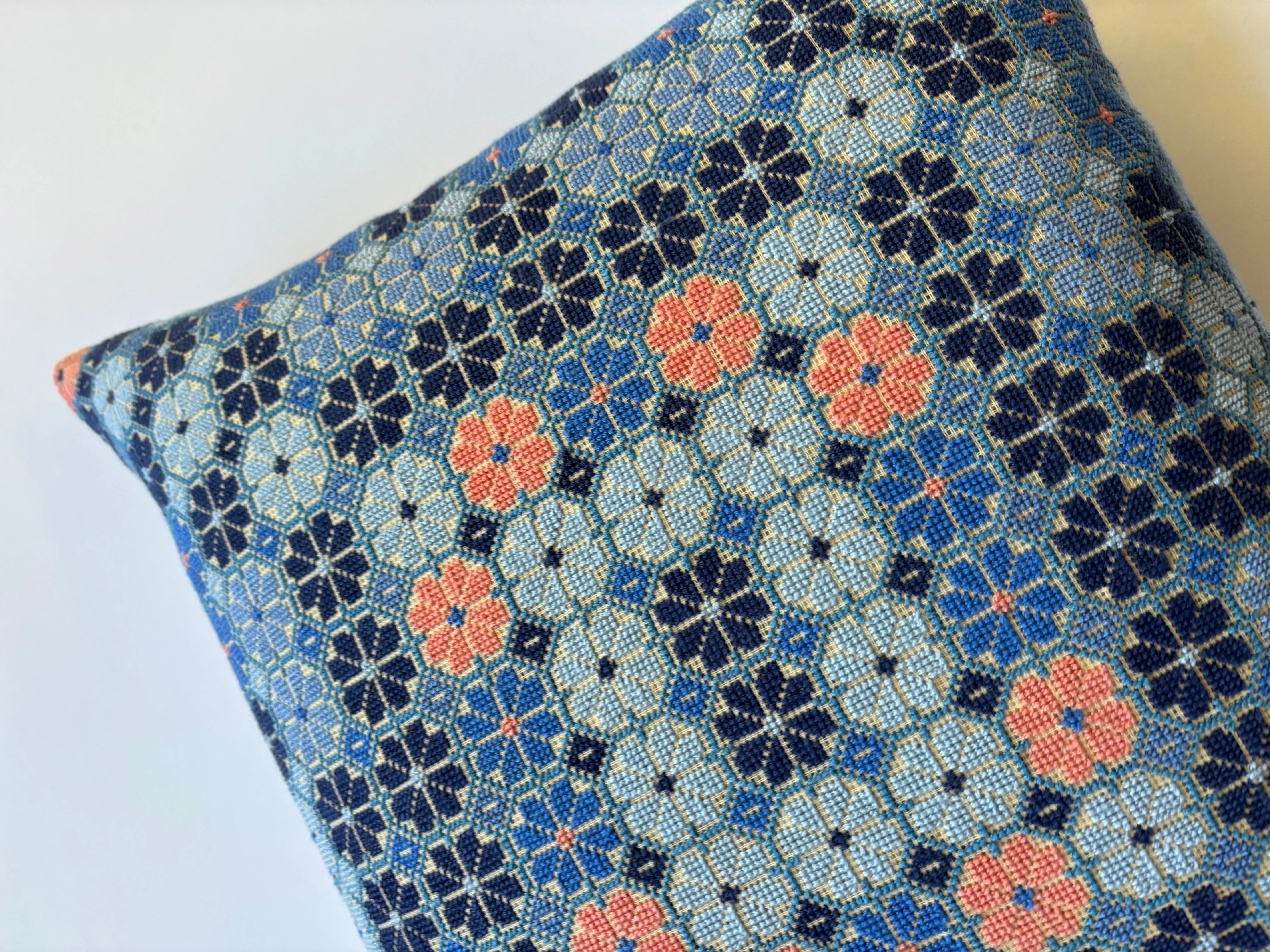 Damask Rose - Indigo & Peach