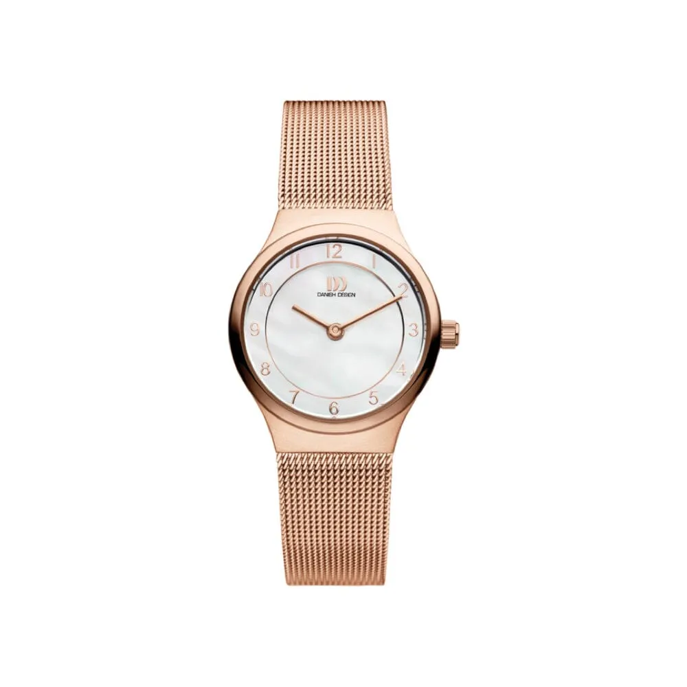 Danish Design Women's 26mm Rose Gold-Tone Steel Bracelet & Case Quartz MOP Dial Analog Watch