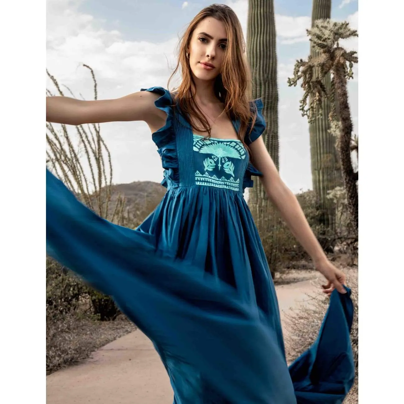 Deco Teal Maxi Dress