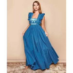 Deco Teal Maxi Dress