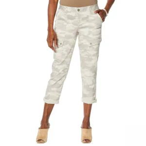 Democracy Women's Plus Size Ab Solution Cuffed Twill Cargo Jeans