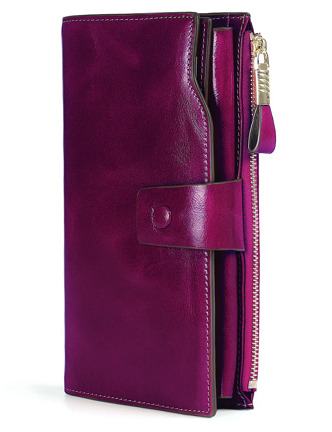 Demon&Hunter Women's RFID Blocking Large Capacity Luxury Wax Genuine Leather Purse Wallet DZA2083 UPC:645080842920