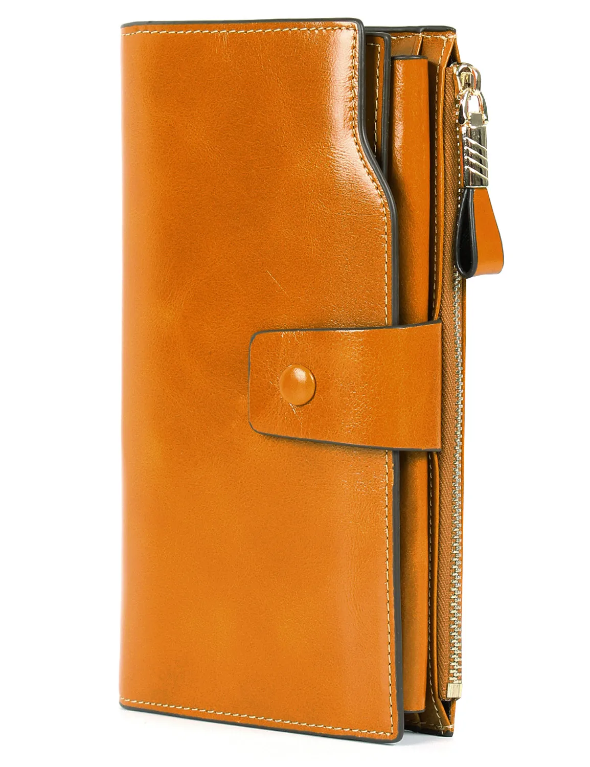 Demon&Hunter Women's RFID Blocking Large Capacity Luxury Wax Genuine Leather Purse Wallet DZA2083 UPC:645080842920