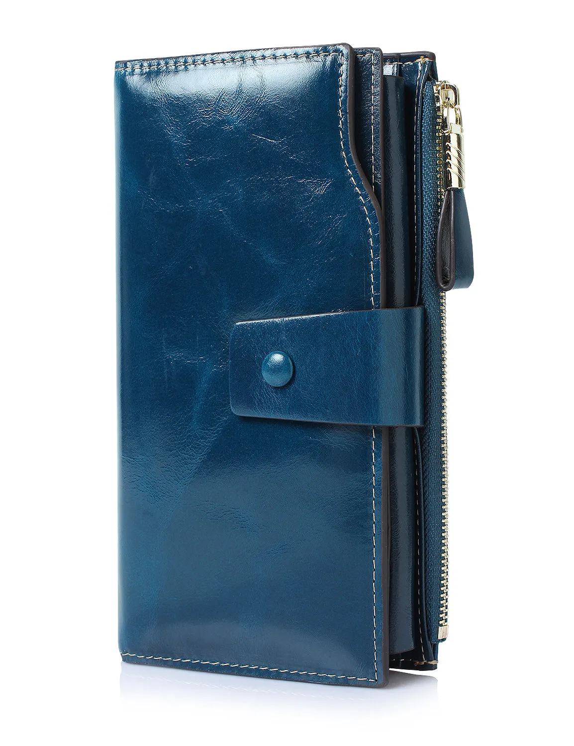 Demon&Hunter Women's RFID Blocking Large Capacity Luxury Wax Genuine Leather Purse Wallet DZA2083 UPC:645080842920