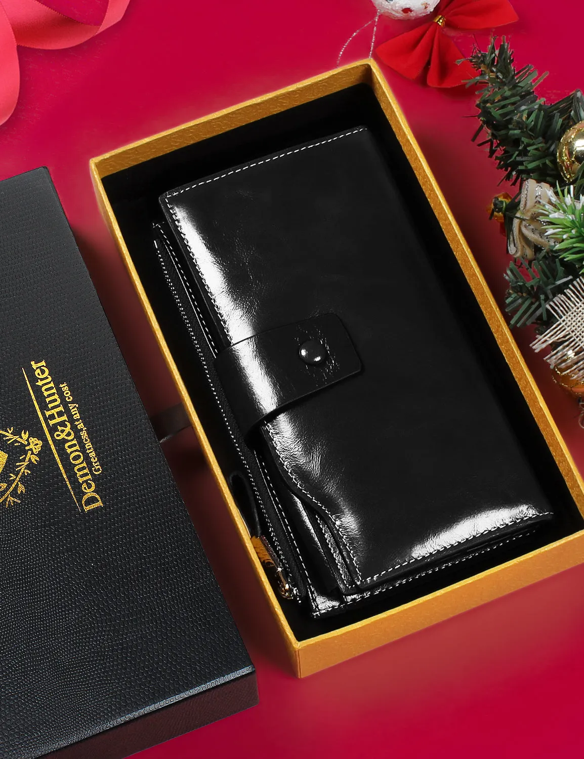Demon&Hunter Women's RFID Blocking Large Capacity Luxury Wax Genuine Leather Purse Wallet DZA2083 UPC:645080842920