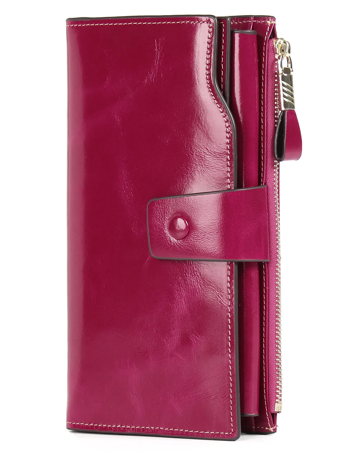 Demon&Hunter Women's RFID Blocking Large Capacity Luxury Wax Genuine Leather Purse Wallet DZA2083 UPC:645080842920