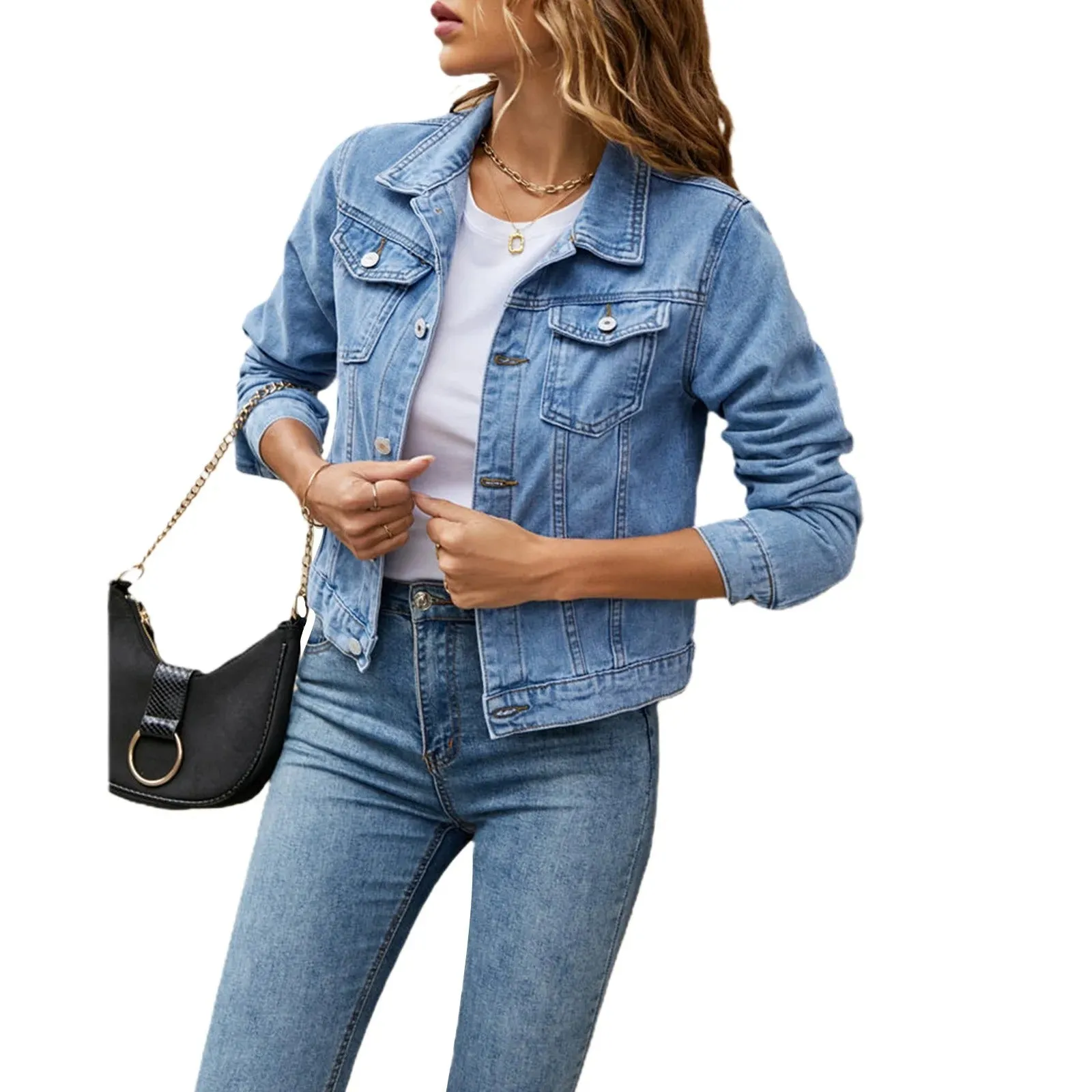 Denim Aura™ | Women's Button-Up Denim Jacket | Classic Fit, Durable Fabric & Stylish Design