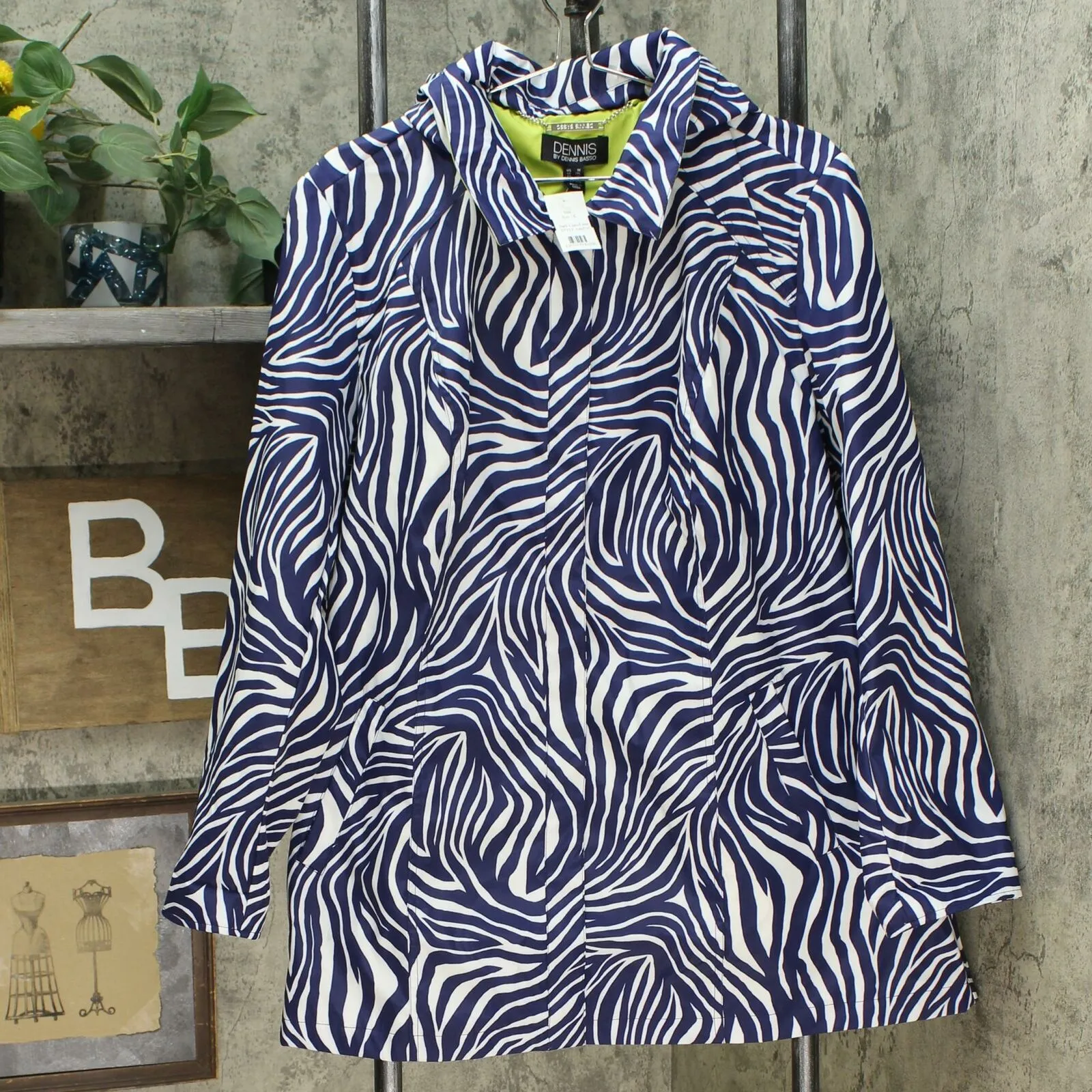 Dennis Basso Women's Plus Size Printed Water Resistant Jacket with Detachable Hood