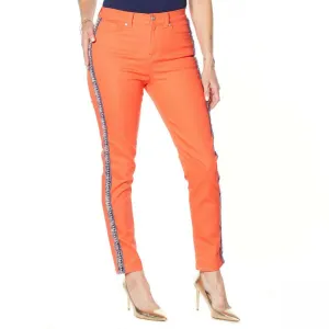 DG2 by Diane Gilman Women's Classic Stretch Boucle Stripe Skinny Jeans