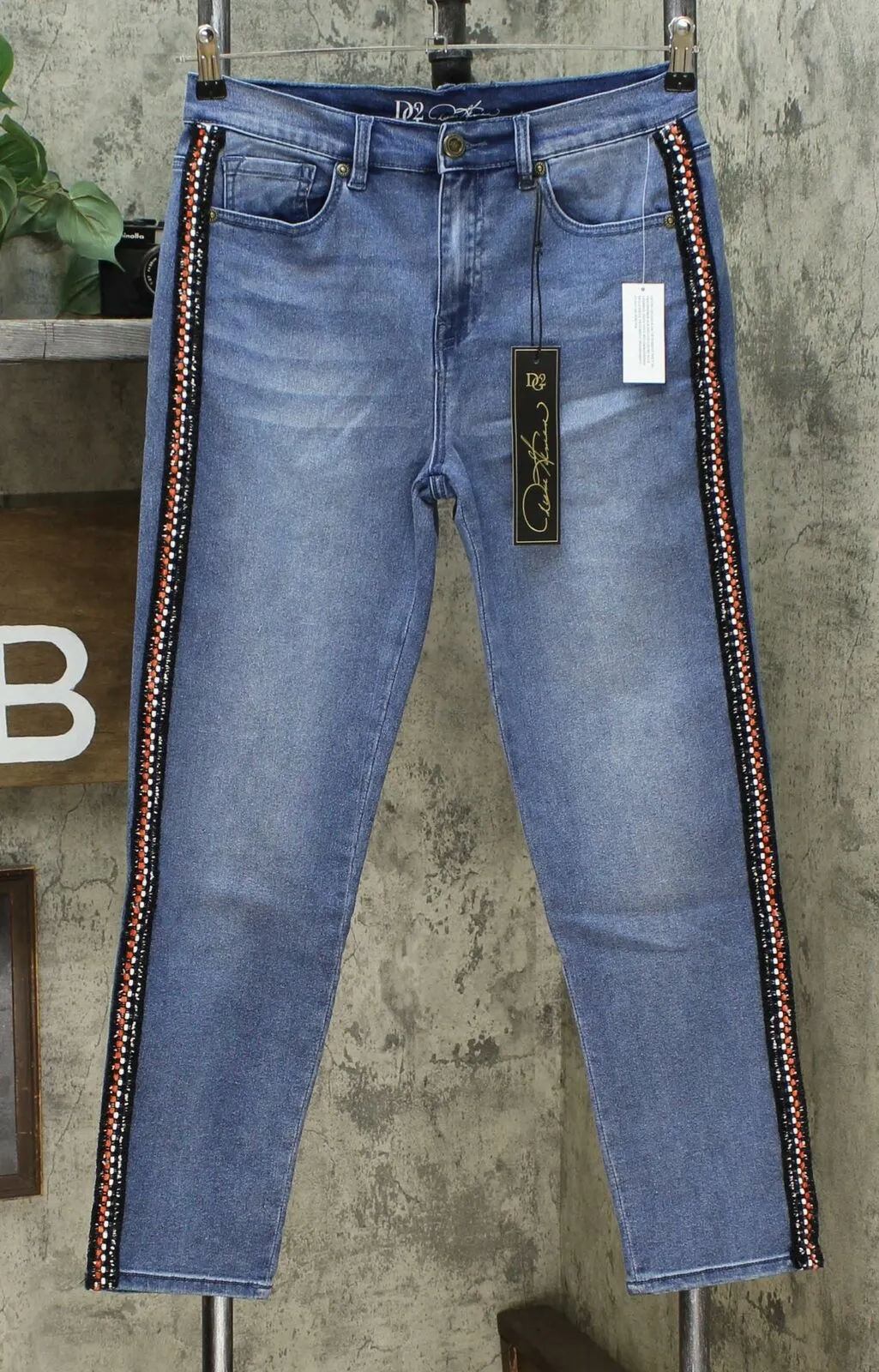 DG2 by Diane Gilman Women's Classic Stretch Boucle Stripe Skinny Jeans